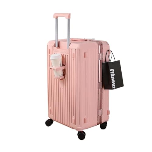 HMTJATOT Leichtes und großes übergroßes Gepäck, verdickter Reisekoffer, Passwort, langlebige Kapazität, Trolley-Koffer, Universal-Rad-Boarding-Tasche (Color : Pink, Size : 28 Inch) von HMTJATOT
