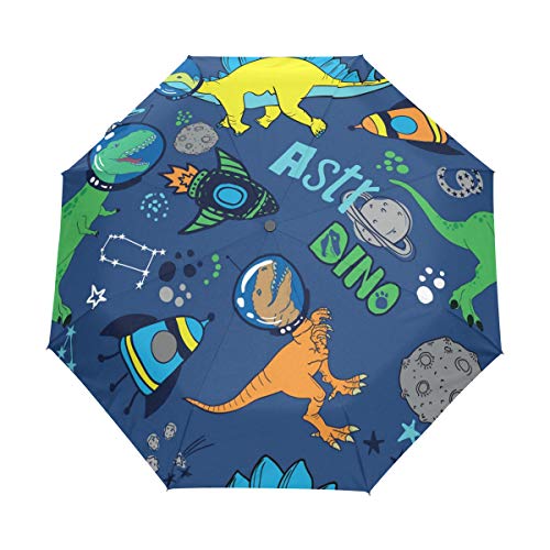RXYY Universum Dinosaurier Star Drucken Falten Auto Öffnen Schließen Regenschirm für Frauen Männer Jungs Mädchen Winddicht Kompakt Reise Leicht Regen Regenschirm von HMZXZ