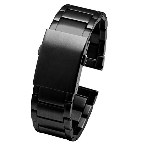 HNGM Uhrenarmband 22mm 24mm 26mm 28mm 30mm Edelstahl uhrband männer Metall Feste Armband Band Armband Herrenuhrenbänder (Band Color : A Black, Band Width : 24mm) von HNGM