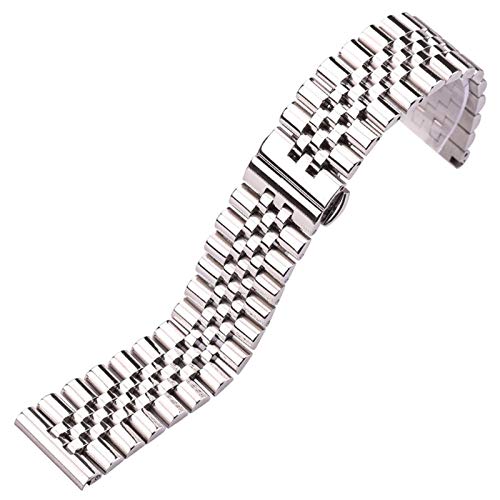 HNGM Uhrenarmband Edelstahlband Silber poliert 16 18 19 20 21 22mm Metallband (Band Color : Silver, Band Width : 21mm) von HNGM