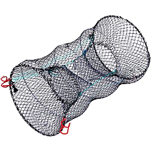 HNJKJEU Reuse Fischernetz Köderfischreuse Angelnetz Faltbare Köderfischreuse für Fisch, Garnelen, Krabbe, Aalre, Runden Fischernetz 60cmx30cm von HNJKJEU