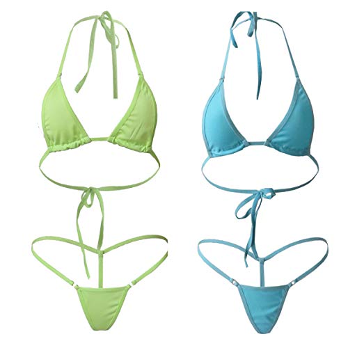 HNJZX Damen Mikro-Bikini, zweiteilig, Bademode, Strandmode, Größe 6, 8, 10, Sexy Tiny String Bikini-Sets, D, Einheitsgröße von HNJZX