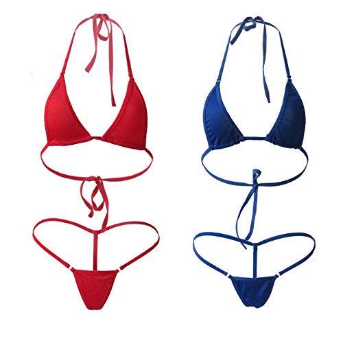 HNJZX Damen-Bikini, zweiteilig, Bademode, Strandmode, Größe 6, 8, 10, Sexy Tiny String Bikini Sets (A) von HNJZX