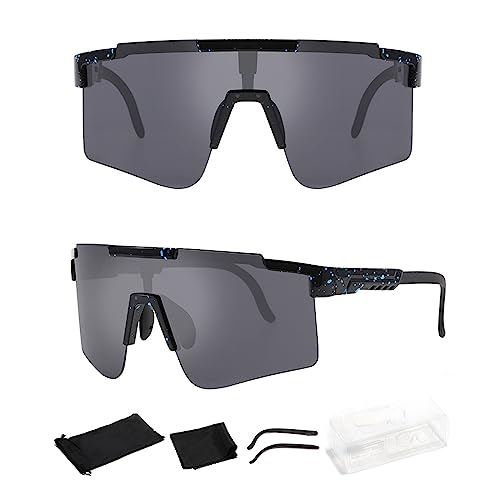 HNLMZ Fahrradbrille Polarisierte Sonnenbrille,Polarisierte UV400 Schutzbrille Radsportbrille,Trendige Fahrradbrille für Outdooraktivitäten Wie Radfahren Laufen Klettern Angeln Golf Skifahren(Schwarz) von HNLMZ