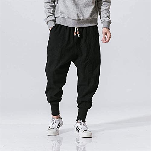 HNRLSL Cargo Haremshose Streetwear Herren Haremshose Japanischer Stil Lässige Leinenhose Man Joggerhose Chinesische Baggy Pants Plus Size 5XL von HNRLSL