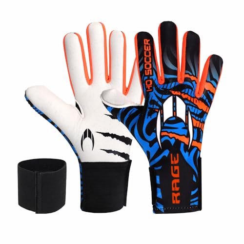 HO Soccer Beast Plus Hazard V2 Blue Torwarthandschuhe, Unisex, Kinder, Blau/Orange, Größe 5 von HO Soccer