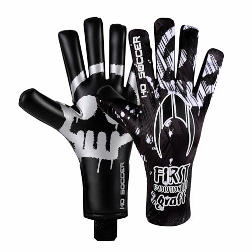 HO Soccer First Evolution III Graffiti Creepy Black Torwarthandschuhe, Unisex, Kinder, Schwarz/Weiß, Größe 5,5 von HO Soccer