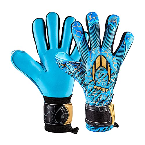 HO Soccer First Superlight Blue Blood Torwarthandschuhe, Unisex, Erwachsene, Blau/Gold, 7 von HO Soccer