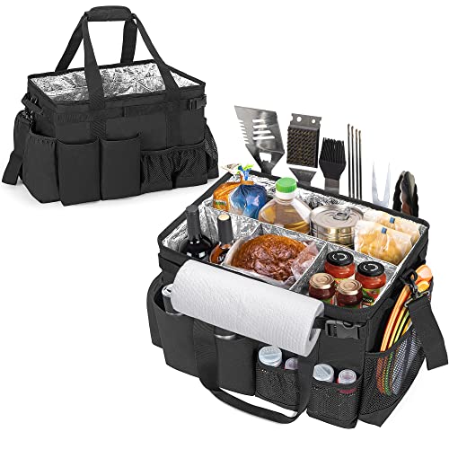 HODRANT Grill Utensilien Caddy mit Papier Handtuchhalter, Große Tasche für Grill Werkzeuge für Tailgating Essentials, Draussen Küchen Zubehör Taschen Organizer für Picknick oder Camping, Nur Tasche von HODRANT