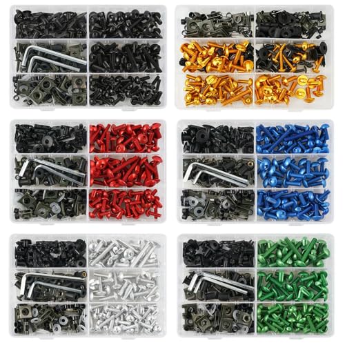 HOHCA - Motorrad Voll Verkleidung Schrauben Kit Edelstahl Clips Mutter Karosserie Schrauben passt für Kawasaki Z1000 Z250 Z400 Z650 Ninja 250R 300 500 650 ZX10R ZX14R 6R 7R 9R Z750 Z1000 von HOHCA