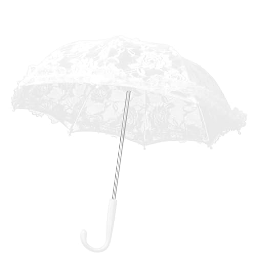 HOHXFYP Spitzenschirm, Bastelblumen Seidensonnenschirm, Stickerei, Kleine Vintage Regenschirme für Teeparty, Mini Dekorativer Regenschirm für Partys, Hochzeiten(18in-Bleichen) von HOHXFYP