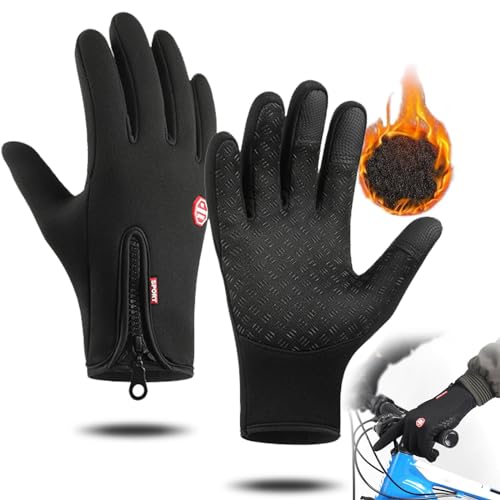 Freezer Thermo Handschuhe Damen Herren, Winterhandschuhe Wasserdicht Und Winddichte, Bequeme Softshell Thermohandschuhe Reithandschuhe Mit Touchscreen (Schwarz, S) von HOKUTO