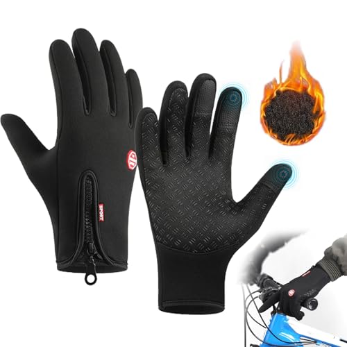 Frostfit - Thermo Handschuhe, Frostfit Thermohandschuhe Herren Damen, Thermo Handschuhe Fahrrad Mit Wasserabweisender Beschichtung Und Touchscreen-Funktion Für Jedes Abenteuer (Schwarz, S) von HOKUTO