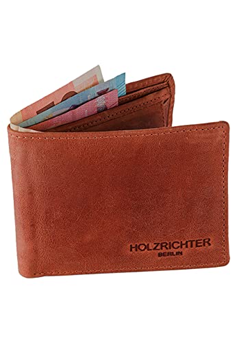 HOLZRICHTER Berlin Premium Geldbörse aus Leder - Handgefertigtes Portemonnaie für Herren Quer - Cognac von HOLZRICHTER Berlin