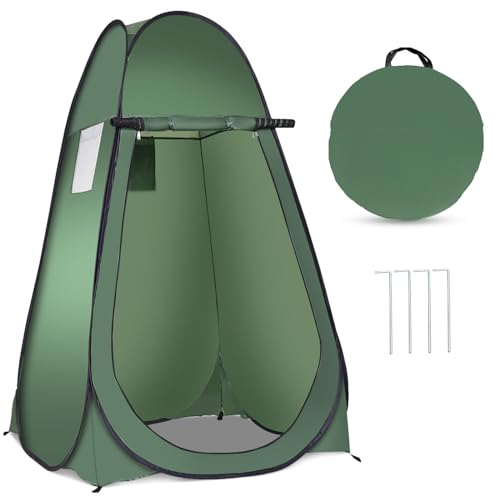 HOMASIS Pop up Duschzelt mit Tragetasche, tragbares Umkleidezelt Camping, Toilettenzelt mit Fenster & Aufbewahrungstasche, Duschkabine für Outdoor, 120 x 120 x 190 cm (Grün) von HOMASIS