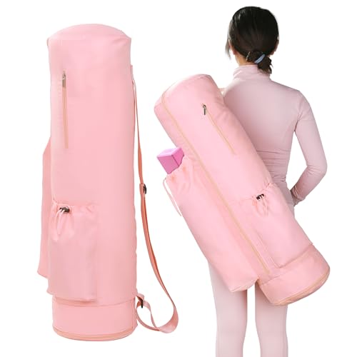 HOMBYS Yogamatten-Tasche für Yoga-Block, durchgehender Reißverschluss, für alle Ihre Sachen, mit verstellbarem Gurt und Wasserflaschentasche, multifunktionale, wasserdichte Aufbewahrungstasche von HOMBYS