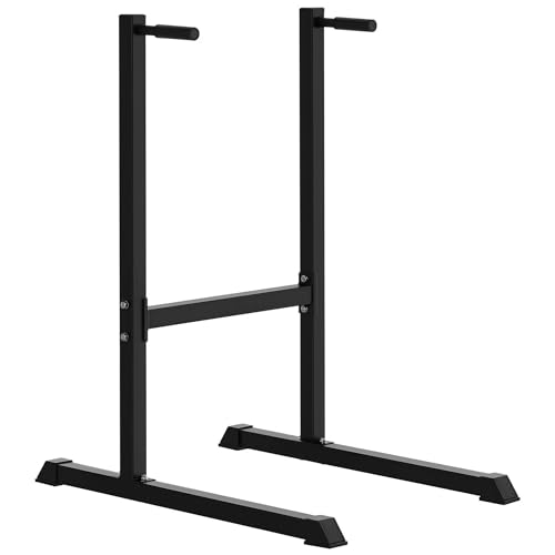HOMCOM Dipstation Dipständer Dip Dipper Stangen Ständer Bauchtrainer Rückentrainer Stahl Schwarz 104 x 70,5 x 122 cm von HOMCOM