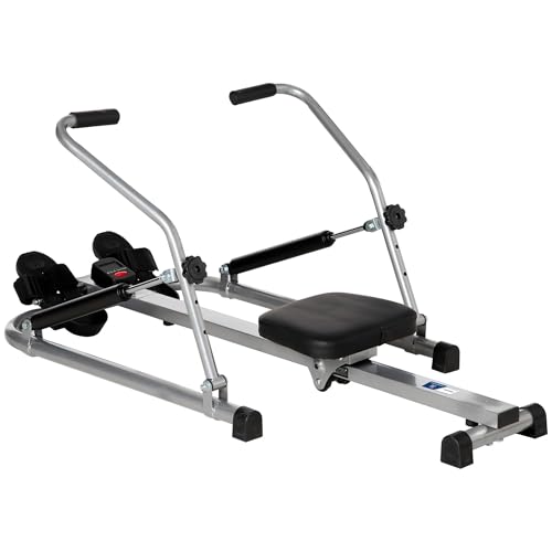 HOMCOM Faltbares Heimtrainer - Zusammenarbeit Aosom.de x FFHandball - 3 Widerstandsstufen Multifunktions-LCD-Bildschirm - ABS-Stahl schwarz grau von HOMCOM