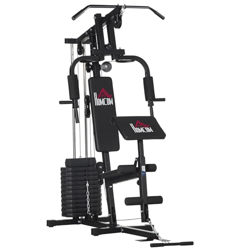 HOMCOM Kraftstation Fitness - Zusammenarbeit Aosom.de x FFHandball - mit 12 Gewichtsblöcken à 5,5 kg Ganzkörpertraining - 135 x 103 x 210 cm von HOMCOM