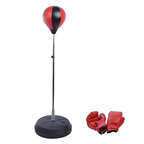 HOMCOM Punchingball Set Standbox Training Set 125/131/138/145cm höhenverstellbar mit 1 Paar Handschuhe 1 Pump Geeignet für Profis und Anfänger Schwarz+Rot von HOMCOM