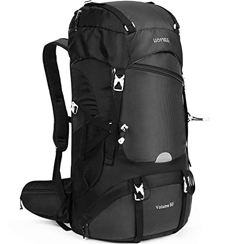 HOMIEE Wanderrucksack, 50 – 60 l, Trekkingrucksack mit Regenhülle, großer Kapazität, multifunktional, für Bergsteigen, Klettern, Trekking, Sport, Reisen, Camping von HOMIEE