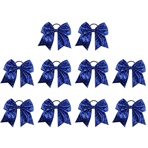 HOMU 10 Stück Mädchen Elastische Haare Krawatten glänzende Pailletten Cheer Haare Schleifen Pferdeschwanzhalter Haarband für Cheerleader Outfit Uniform von HOMU