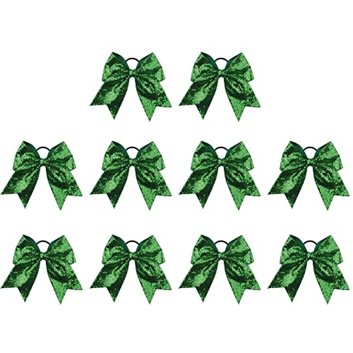 10 Stück Mädchen Elastische Haare Krawatten glänzende Pailletten Cheer Haare Schleifen Pferdeschwanzhalter Haarband für Cheerleader Outfit Uniform von HOMU