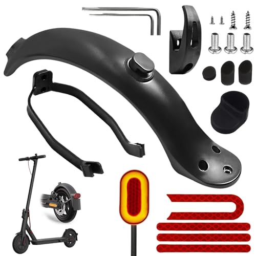 HOMURY Elektroroller Hinterer Kotflügel: Electric Scooter Hinterers Fender Ersatz Sets, Scooter Heckfender Kit mit Halterung, Rücklicht, Schrauben Zubehör, Kompatibel für Xiaomi M365 S1 Pro (Schwarz) von HOMURY