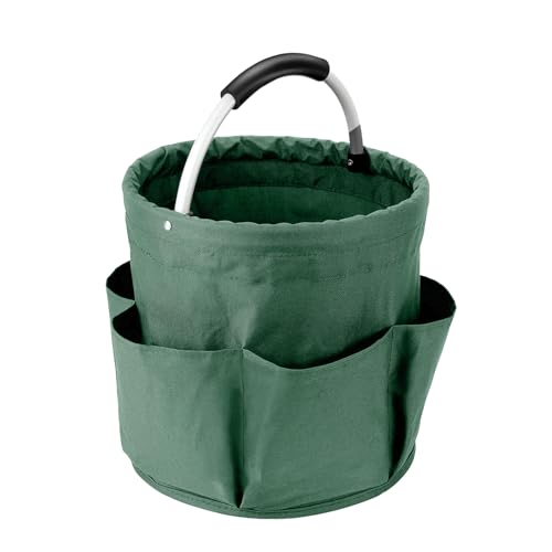 HOMURY Wasserdicht Faltbare Werkzeugkorb, Oxford-Stoff Aufbewahrungstasche mit Griff & 6 Seitentasche, Gartenwerkzeuge Tasche, Aufbewahrungskorb für Wandern, Grillen, Home(Grün, 28 x 28 cm) von HOMURY