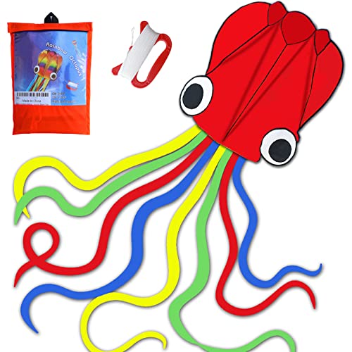 HONBO Octopus Kite with Kite Line for Girls and Boys (Red) von HONBO
