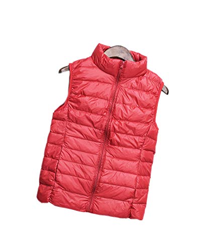 Damen Weste mit Stehkragen,Verstaubare Leichte Puffer Weste Jacke Bodywarmer Steppweste Gesteppt Daunenweste Outdoor Winterweste Gilet Jacke,Ärmellose Kurze Daunenjacke Mikro-Daunen-Weste Rot L von HONGBI