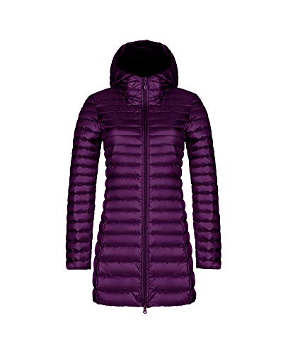 HONGBI Leichte Daunenjacke mit Kapuzen Übergangsjacke Damen Parka Steppmantel Lang Steppjacke Gesteppt Leichter Daunenmantel Winter Daunen Winterjacke Outdoor Warme Winddicht Modische Jacke Lila XXL von HONGBI