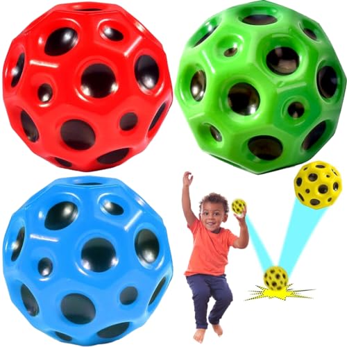 HONGECB Mini Bouncing Ball, Astro Jump Ball, Hohe Springender Gummiball, Sprünge Space Ball, Bouncy Balls, Mondball Lavaball, Bouncing Ball für Kinder, Spielzeug Planeten Hüpfbälle, 3 Stück von HONGECB
