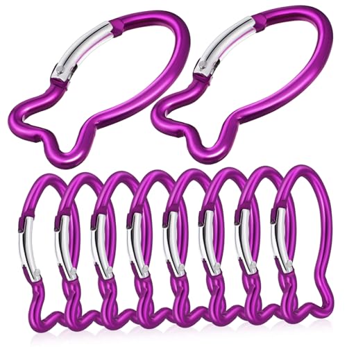 HONMEET 10 Stück Fischförmige Aluminium Karabinerhaken Leichtgewichtiger Schlüsselanhänger Clip Mit Federmechanismus Für Outdoor Camping Rucksack Zubehör von HONMEET