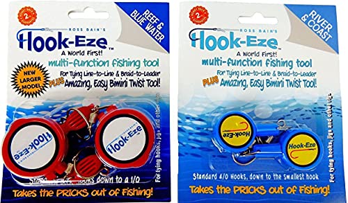 HOOK-EZE Combo – 1 x größeres Modell Reef & Blue Water + 1 x Original Modell River & Coast Model Safe Angelhaken Abdeckung & Knotenbinden Werkzeug von HOOK-EZE