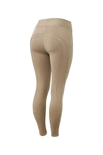 HORZE Damen Thermoreitleggings Active mit Handytasche, Winterreithose, Thermo Reithose Damen, Beige, 38 von HORZE