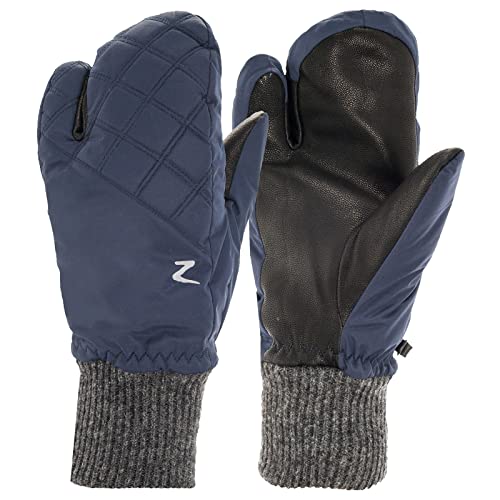 HORZE Damen Winterhandschuhe 3-Finger-Fäustling, Reiterhandschuhe Leder Winter, Blau, 6 von HORZE