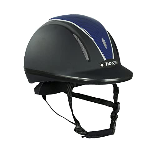 horze Pacific Reithelm Verstellbarer Helm VG1 Defenze, Schwarz/Dunkelblau(BL/DB), XS-S von HORZE