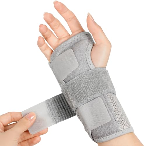 HOSSOM Handgelenkbandage mit 2 Metallschiene,Atmungsaktive Handgelenk Bandagenfür Männer Frauen,Handgelenkstütze für Tendinitis,Arthritis (Rechts-L) von HOSSOM