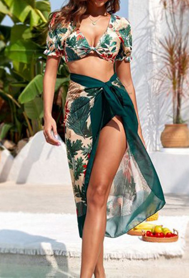 HOTDUCK Bustier-Bikini Bikini Set dreiteiliger Damen Bikini von HOTDUCK