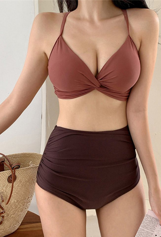 HOTDUCK Bustier-Bikini Zweiteiliger Bikini-Badeanzug mit hoher Taille und Bralette von HOTDUCK