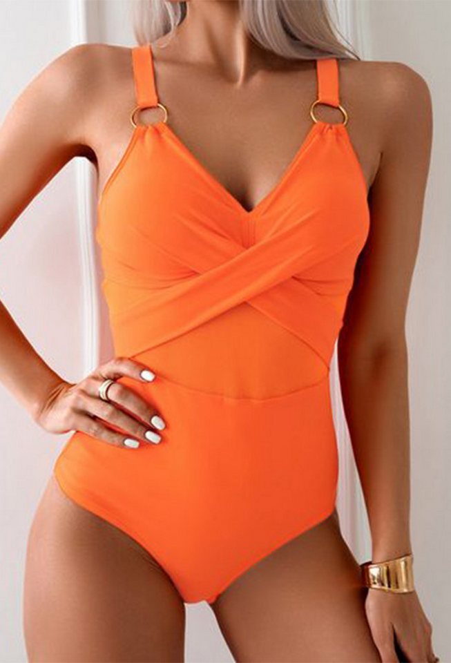 HOTDUCK Monokini Einteiliger Badeanzug,Bikini mit Netzstoff und Metallringen von HOTDUCK