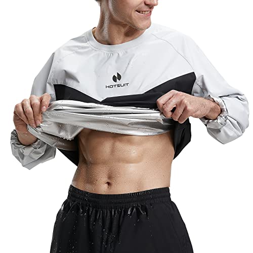 HOTSUIT Schwitzanzug Herren, Trainingsanzüge Saunajacke Gym Workout Leichter Anti-Torn-Ganzkörper,Weiß,XL von HOTSUIT