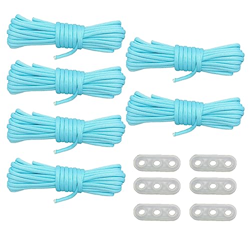 HOUSON 6 Stück Fluoreszierendes Paracord, Luminous Schnur Zelt Nachtleuchtende Paracord Fallschirmschnur für Camping Vorzelt Zelt 4M*4mm Blau von HOUSON