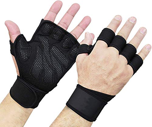 HOUSON Fitness Handschuhe mit Handgelenkstütze, Trainingshandschuhe Anti-Rutsch Gewichtheben Workout Krafttraining Trainingshandschuhe für Crossfit, Bodybuilding, Calisthenics, Powerlifting XL von HOUSON