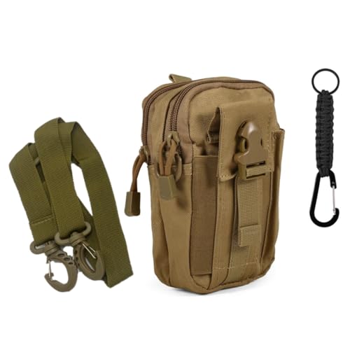 HOUSON Taktische Hüfttasche, Molle Gürteltasche Handytasche Beutel Geldbörse Mit Lanyard Für Outdoor, Wandern, Camping, Jagd, Reisen Khaki von HOUSON