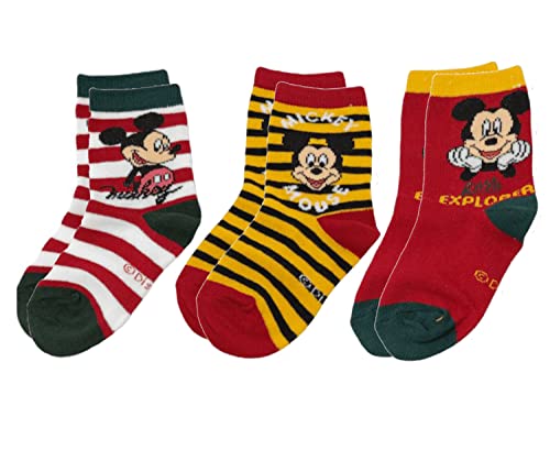 HOVUK 3 Paar Kindersocken (UK 3–5,5/EU 19–22), Mickey Mouse-Socken für Jungen – weiche, Dehnbare Hausschuhe für die Freizeit, süße Sommeraccessoires für Babys im Alter von 6–18 Monaten von HOVUK