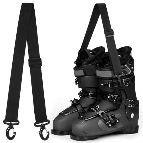 HOXBEIT 2 Sätze Skischuhbänder,ski tragegurt, verstellbare Schultergurte, Schlittschuhträger, Schlittschuhträger Rollschuhbänder für einfaches und stressfreies Tragen von Skischuhen Schwarz von HOXBEIT