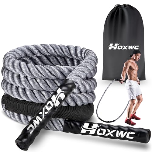 HOXWC Gewichtetes Springseil, 0,9 kg, robustes Springseil für Fitness, gewichtetes Springseil für Männer und Frauen, Kampfseil für Fitnesstraining, Heimtraining, Stärkung der Beine, Arme und von HOXWC
