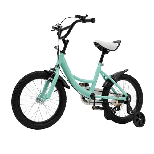 HPDTZ Kinderfahrrad 16 Zoll für Kinder Fahrrad 105-135cm Kohlenstoffstahl Rahmen Gummi Reifen (Grün) von HPDTZ